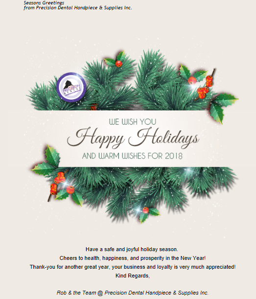 Precision Dental Handpiece Happy Holidays